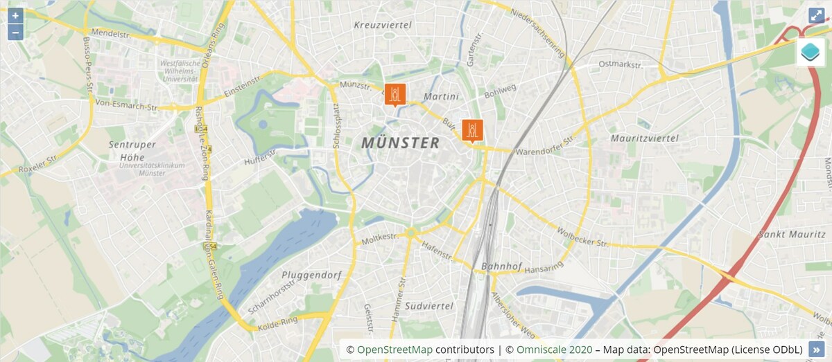 GehCheck Kartenausschnitt Münster